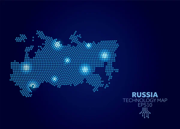 Russia dotted technology map. Modern data communication concept