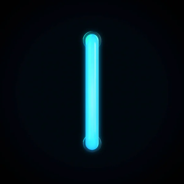 Blue Neon Glowing Light Letter Capital Letter Rendering — 图库照片