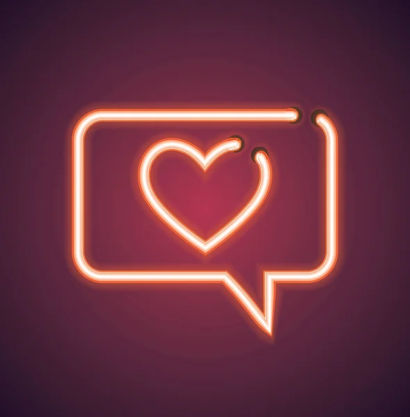 Valentine Neon Love Speech Bubble Vector Sign — Stock Photo, Image