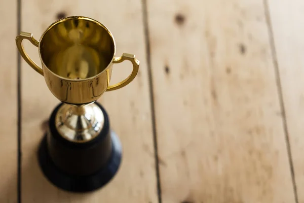 Trophée des lauréats d'or sur fond de bois — Photo