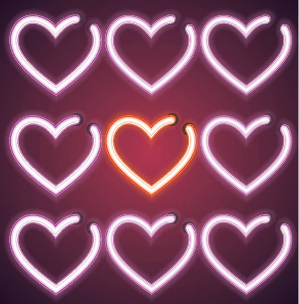 Valentins Neonfarbenes Herzvektorzeichen — Stockfoto