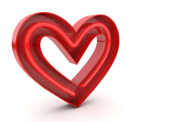 Red neon valentine's day heart. 3D Rendering — Stock Photo, Image