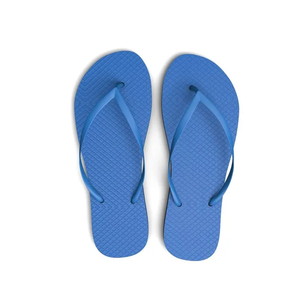 Sandálias chinelo azul em um fundo branco. Renderização 3D — Fotografia de Stock