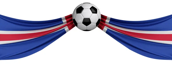 Flaga Islandii z piłką nożną. Wsparcia piłki nożnej — Zdjęcie stockowe