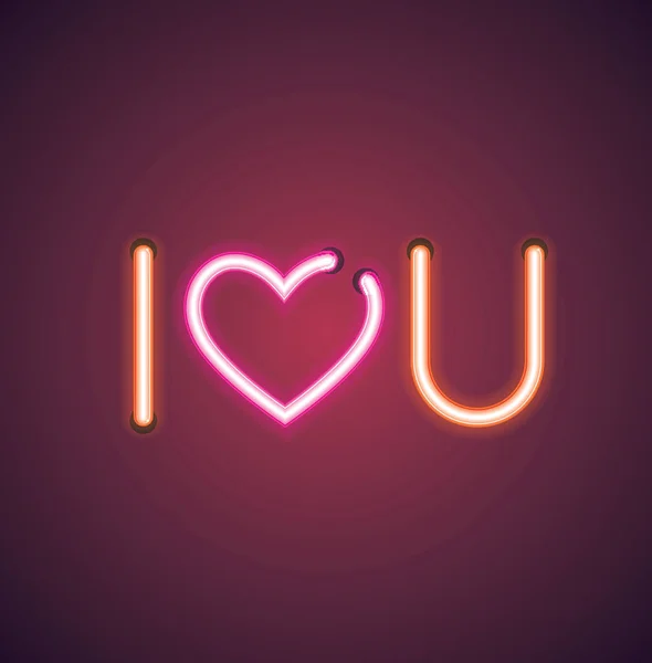 Valentine Neon Heart You Vector Sign — Stock Photo, Image