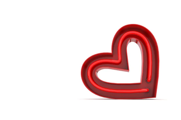 Red neon valentine's day heart. 3D Rendering — Stock Photo, Image