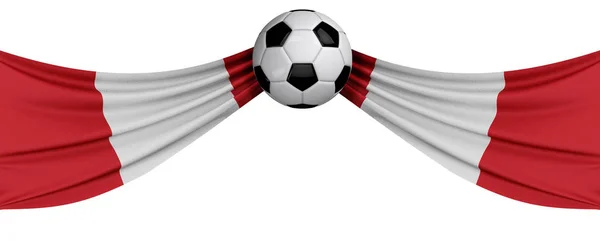 Die nationale flagge von peru mit einem fußballball. Fußballfan — Stockfoto