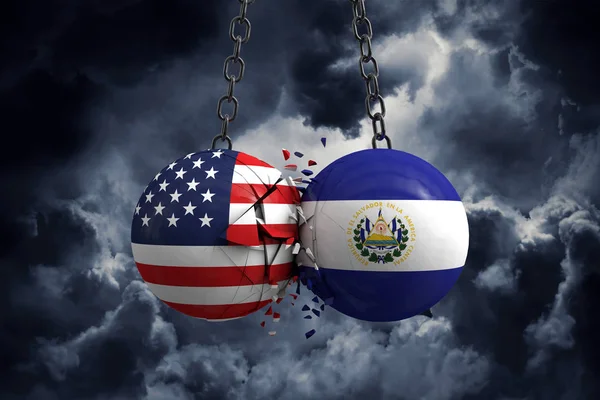 Relationship conflict between USA and El Salvador. Trade deal co — Stock Photo, Image