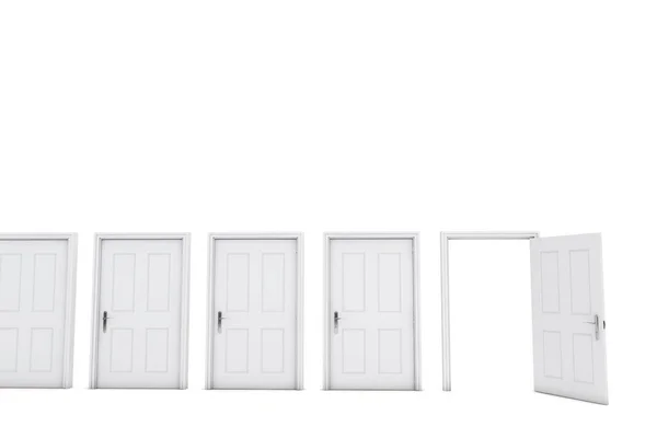 Открытая дверь изолирована на белом фоне. 3D рендеринг — стоковое фото