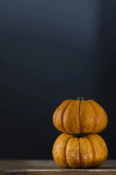 Abóboras de outono contra um fundo escuro — Fotografia de Stock