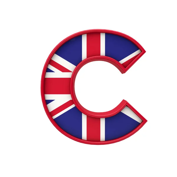 手紙Cユニオンジャックフォント 英国の国旗のレタリング 3Dレンダリング — ストック写真