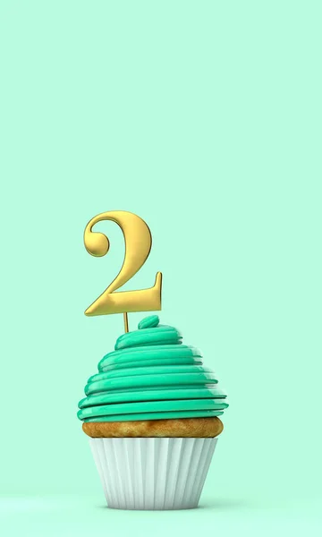 Nummer Mintgrön Födelsedagsfest Cupcake Konvertering — Stockfoto