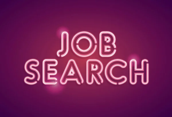 Job Search Neon Sinal Emprego — Fotografia de Stock