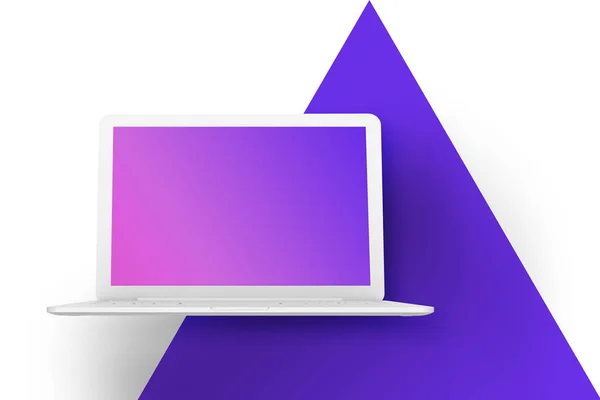 Laptop sjabloon model. Witte open laptop op een patroon backgroun — Stockfoto