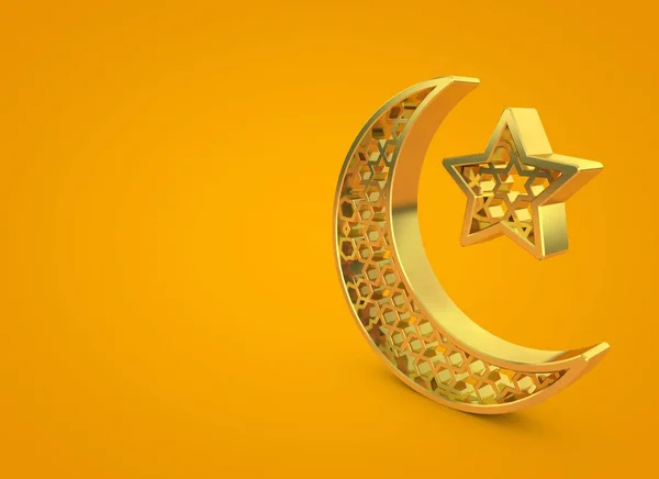 Ramadán Kareem luna y estrella. Renderizado 3D — Foto de Stock