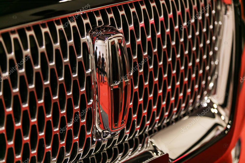 LONDON, UK - MAY 18th 2018: Lincoln car badge at the confused.com London motor show at the excel convention centre. The show is the UK's largest automotive retail event
