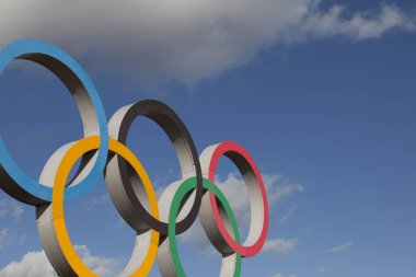 Londra, Uk - 15 Şubat 2018 Olimpiyat sembolü 
