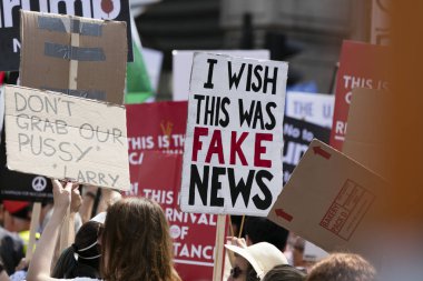 Londra, Uk - 14 Temmuz 2018: Büyük bir protestocu kitlesi toplandı
