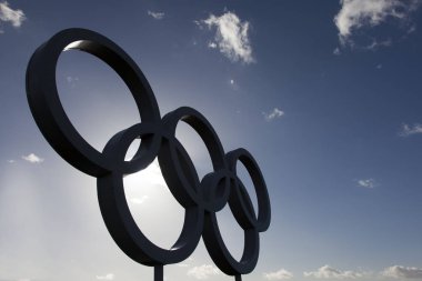 Londra, Uk - 15 Şubat 2018 Olimpiyat sembolü 