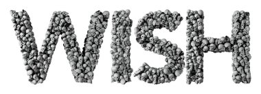 Kafatası yazı tipinden yapılmış bir dilek kelimesi. 3d Hazırlama