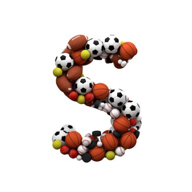 S harfi. Spor toplarından yapılmış. 3d Hazırlama