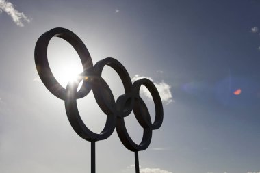 Londra, Uk - 15 Şubat 2018 Olimpiyat sembolü 