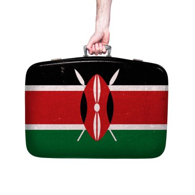 Kenya bayrağı eski bir deri bavulda.