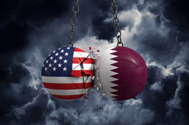 Usa ve Katar arasındaki ilişki çatışması. Ticaret anlaşması konsepti.