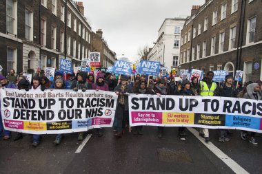 Londra, Uk - 3 Şubat 2018: Protestocular ve kampanyacılar 