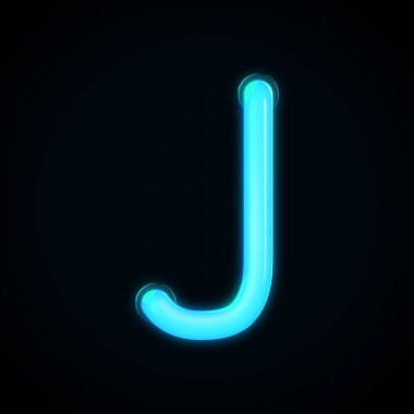 Mavi, parlak, J harfli büyük harf. 3d oluşturma