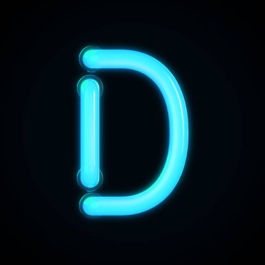 Mavi, parlak, D harfli büyük harf. 3d oluşturma