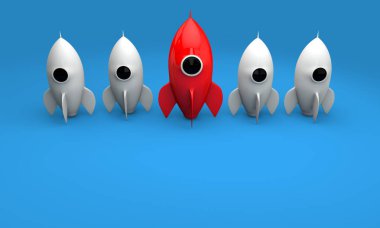 Roket uzay gemisi. Girişim konsepti. 3d Hazırlama