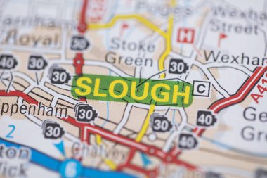 Slough location road map. Great Britain map. clipart