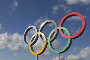 Londra, Uk - 15 Şubat 2018 Olimpiyat sembolü 