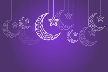 Ramadam Kareem ay ve yıldız illüstrasyonu