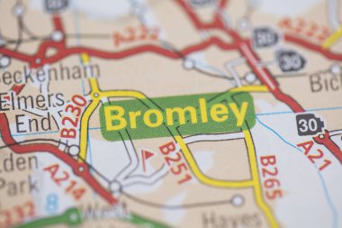 Bromley location road map. Great Britain map. clipart