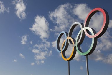 Londra, Uk - 15 Şubat 2018 Olimpiyat sembolü 