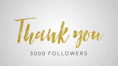 Teşekkür ederim 3000 follör altın parıltısı sosyal medya afişi