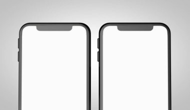 Modern çerçevesiz akıllı telefon 3d boş beyaz ekran ile taklit. 