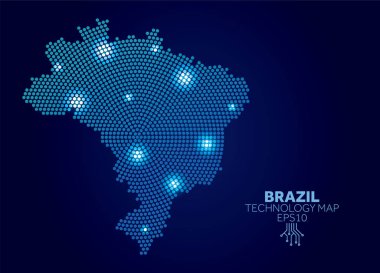 Brezilya noktalı teknoloji haritası. Modern veri iletişim kavramı