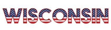 Wisconsin Usa eyaleti başlangıç ve çizgili harflerden yapılmıştır. 3d Hazırlama