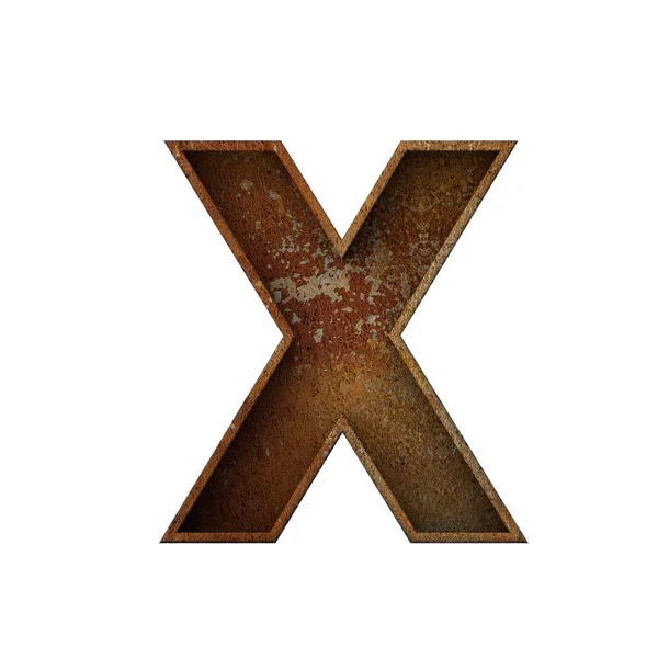 Letter X grunge oxidado fuente. Renderizado 3D —  Fotos de Stock