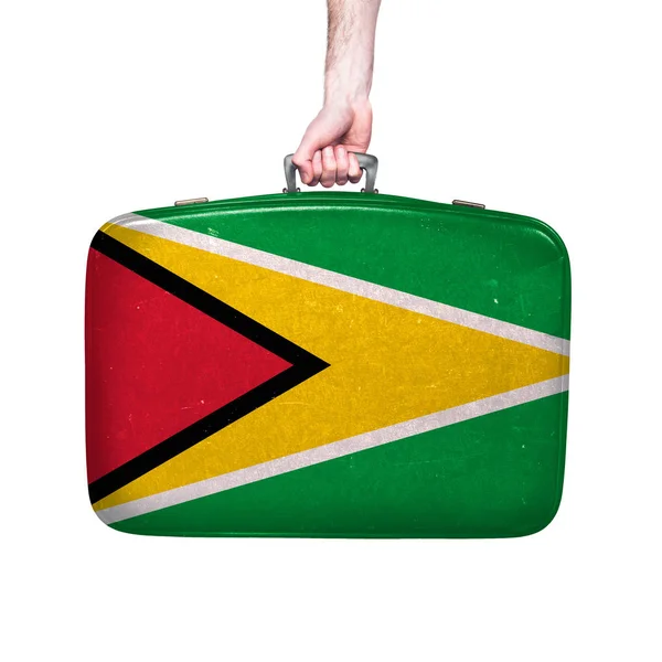 Guyana Flagge Auf Einem Alten Lederkoffer — Stockfoto