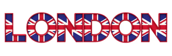 London city word made from union jack flag lettering. 3D Renderi — Stock Photo, Image