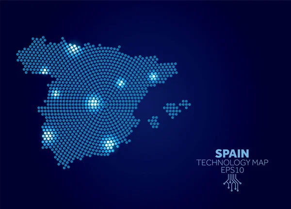 Spain dotted technology map. Modern data communication concept