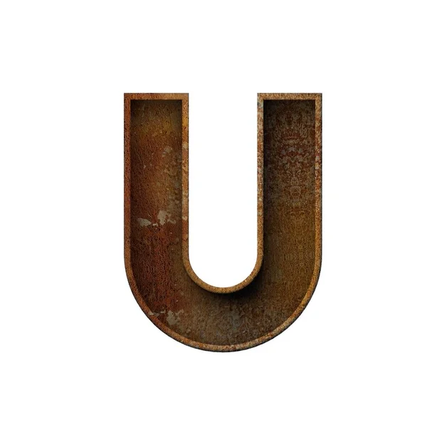 Letter U grunge rusted font. 3D Rendering — Stock Photo, Image