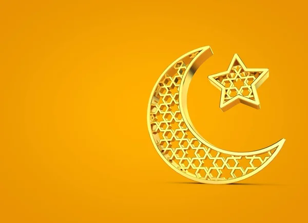 Ramadan Kareem měsíc a hvězda. 3D vykreslování — Stock fotografie