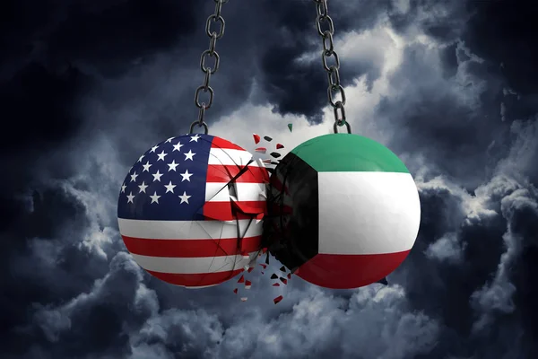 Konflikt między Usa i Kuwejtem. Koncepcja umowy handlowej — Zdjęcie stockowe