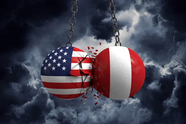 Relationship conflict between USA and Peru. Trade deal concept. — Stock Photo, Image