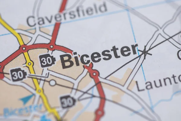 Bicester location road map. Great Britain map. — Stock Photo, Image